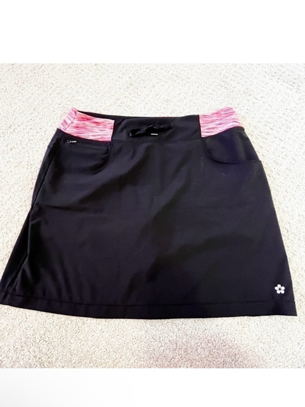 Tuff Athletics Skort Black Red Women Sz L Wide Waistband 3 Pocket Golf Athletic